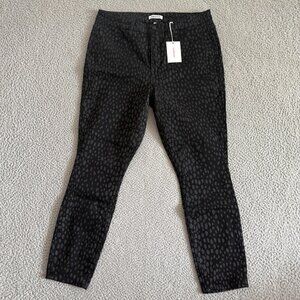 Good American Good‎ Legs Jeans Leopard Black Foil Animal Print High Rise
